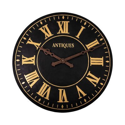 Horloge ronde 105 cm en métal noir et doré