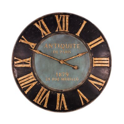 Horloge Antiquité de Paris 93 cm en métal noir et doré