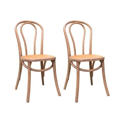 Lot de 2 chaises bistrot 40x40x90 cm en rotin tressé et orme gris