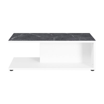 Table basse 2 plateaux décor blanc et marbre noir - LOMBOK