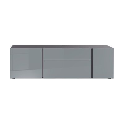 Meuble TV 3 portes et 1 tiroir gris clair et gris foncé - BRYANZ