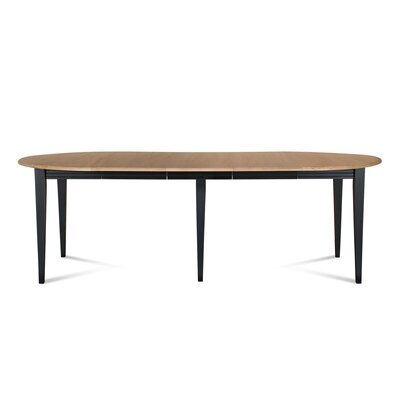 Table ronde et 1 allonge 115 cm avec pieds fuselés chêne et noir - MARIE