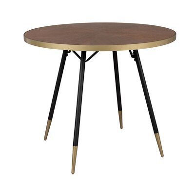 Table à manger ronde 91 cm en bois marron et or - DENISE