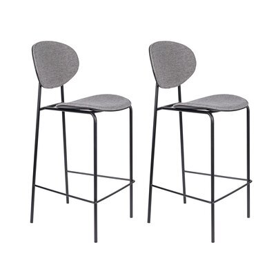 Lot de 2 chaises de bar H66 cm en tissu gris