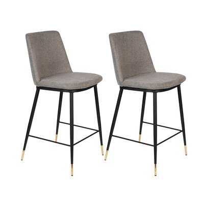 Lot de 2 chaises de bar H65 cm en tissu gris - LIONEL