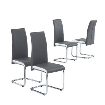 Lot de 4 chaises 54x42x101 cm en pvc gris et blanc - SKOLL