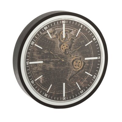 Horloge mappemonde 48 cm noir et doré