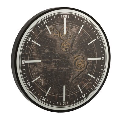 Horloge mappemonde 80 cm noir et doré