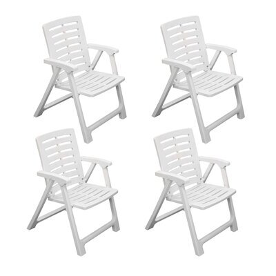 Lot de 4 fauteuils de jardin pliants en plastique blanc