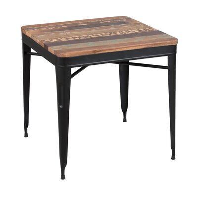 Table carrée 77 cm en bois recyclé marron et acier noir