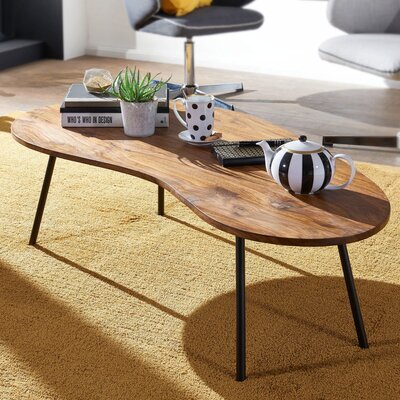 Table basse design 122 cm en bois massif naturel et noir