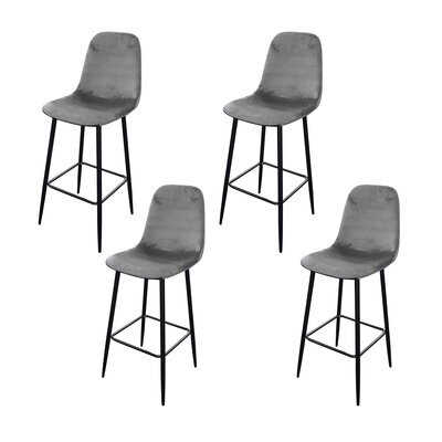 Lot de 4 chaises de bar H74,5 cm en velours gris - HYGGE