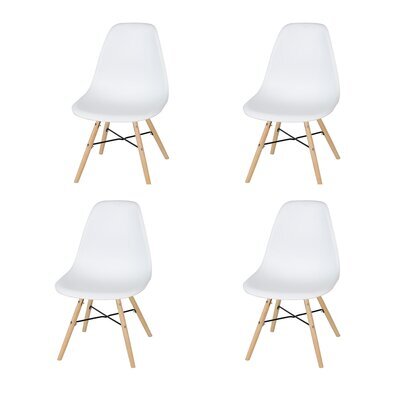 Lot de 4 chaises repas 47x57x82 cm blanc et natuel