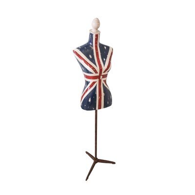 Mannequin vintage 42x42x160 cm avec drapeau anglais