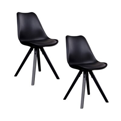 Lot de 2 chaises 55x48x86 cm en PU noir et pieds noir- LUCIE
