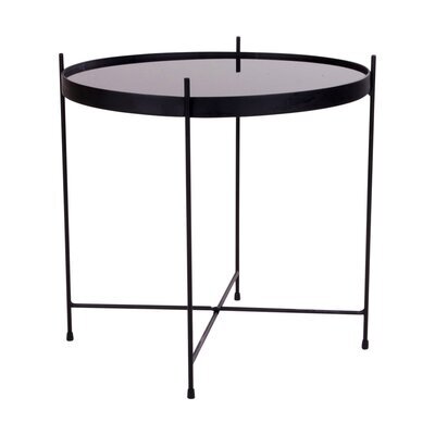Table basse ronde 48x48 cm en verre et acier noir