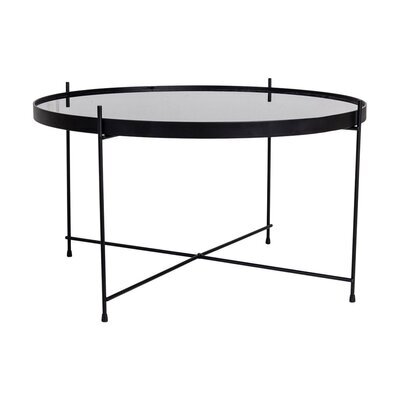 Table basse ronde 70x40 cm en verre et acier noir