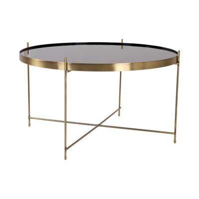 Table basse ronde 70x40 cm en verre et acier doré
