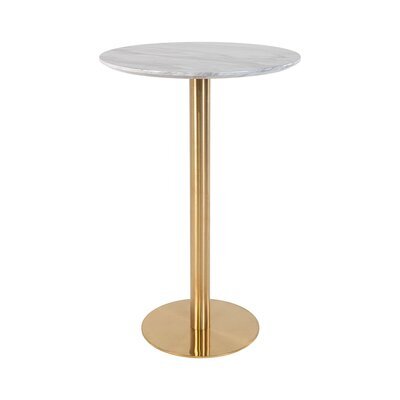Table à manger ronde 70x105 cm aspect marbre blanc et laiton - DERVAL