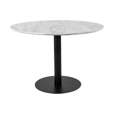 Table à manger ronde 110x75 cm aspect marbre blanc et noir - DERVAL