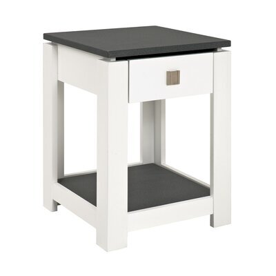 Table d'appoint 1 tiroir 40x40x55 cm gris foncé et blanc - JOSEF