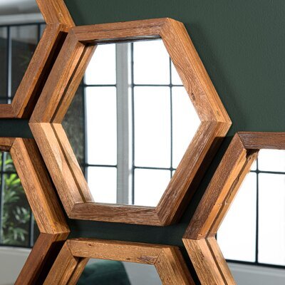 Miroir octogonal 30x26,3 cm en teck recyclé - APPOLINE
