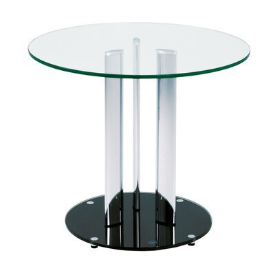Table d'appoint ronde 57x59 cm en verre trempé et métal