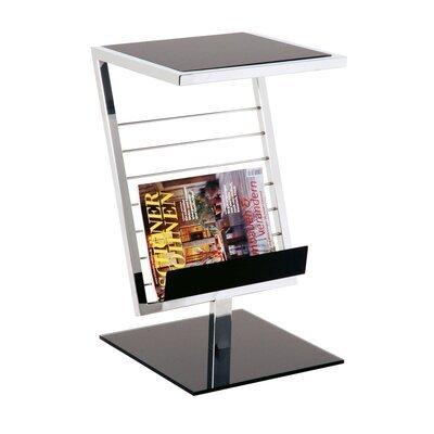 Table d'appoint 36x30x60 cm en métal chromé et noir