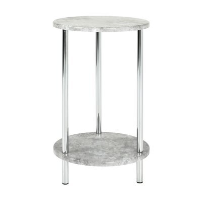 Table d'appoint ronde 30x50 cm en métal gris effet béton - ALMARO