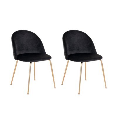 Lot de 2 chaises 52x51x78 cm en velours noir et laiton - AHMAS