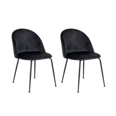 Lot de 2 chaises 52x51x78 cm en velours noir - AHMAS