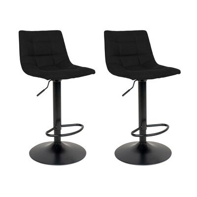 Lot de 2 chaises de bar 43x43x88/108 cm en velours noir - GELLER