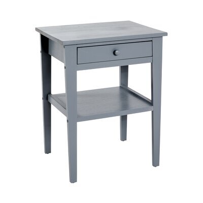 Table d'appoint 1 tiroir 46x35x60 cm en bois laqué gris