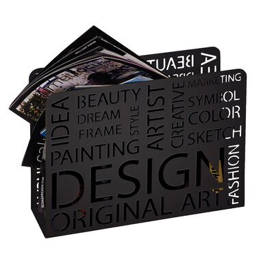 Porte-revues design en métal laqué noir