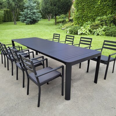 Table de jardin extensible 180/300 cm en aluminium anthracite - VILA