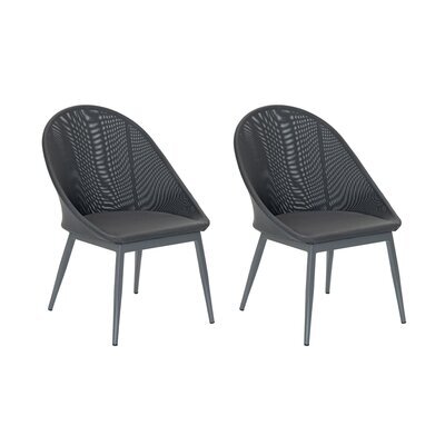 Lot de 2 fauteuils de jardin en aluminium et textilène noir - VILA