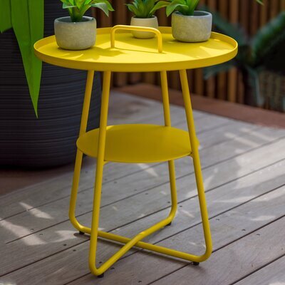 Table basse de jardin ronde 50 cm en aluminium jaune - VILA