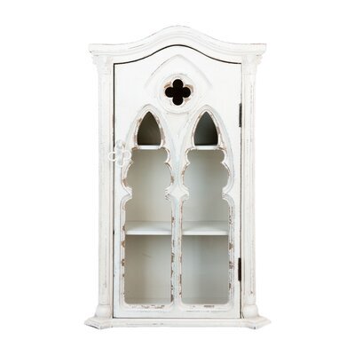 Armoire style baroque 49x22x79 cm en verre et bois blanc