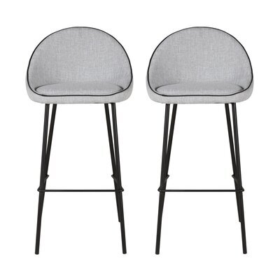 Lot de 2 chaises de bar H75 cm en tissu gris clair - ABAYA