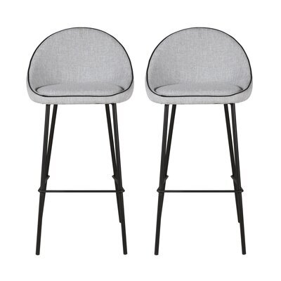 Lot de 2 chaises de bar H65 cm en tissu gris clair - ABAYA
