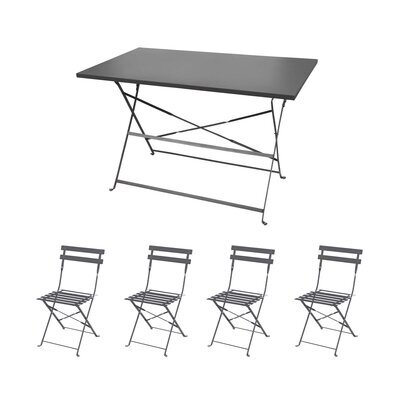 Ensemble table de jardin 110 cm et 4 chaises pliables gris anthracite