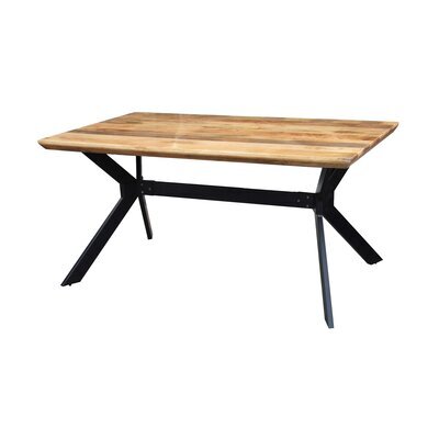 Table à manger 180x90x76 cm en manguier naturel et acier noir