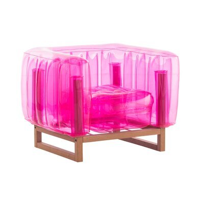 Fauteuil de jardin design rose avec cadre bois - YOMI