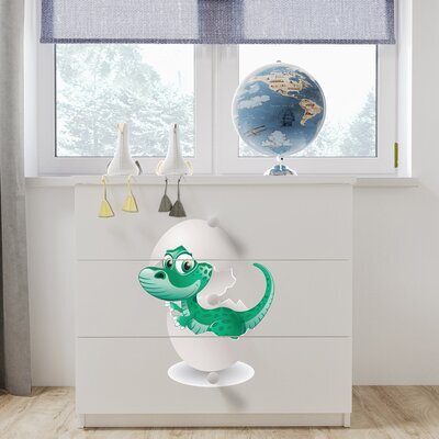 Commode 3 tiroirs blanche avec décor dinosaure - HEROS