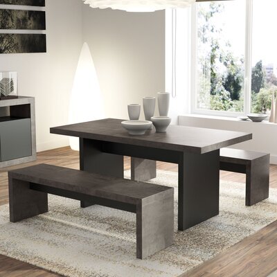 Table à manger rectangulaire 160x80x72 cm décor gris béton - GIOA