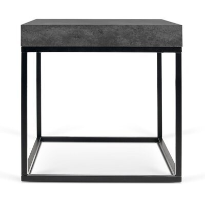 Table d'appoint carrée 55x53 cm décor gris béton et noir