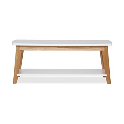 Table basse 115x65x45 cm décor chêne naturel et blanc - KUNDA