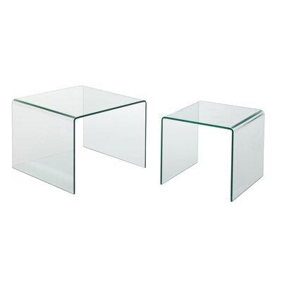 Lot de 2 tables basses 65 et 50 cm en verre - GUESTA