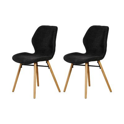 Lot de 2 chaises repas 46x53x84 cm en tissu noir - KRISTEN