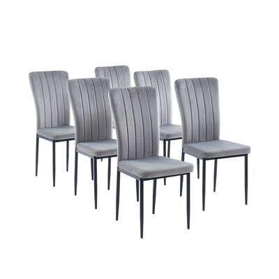 Lot de 6 chaises repas 56,5x42x96,5 cm en velours gris clair - MAGDA